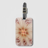 抽象芸術モダンピーチパステルフラワーフラクタルアート ラゲッジタグ (正面縦)
