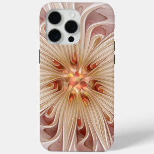 抽象芸術モダンピーチパステルフラワーフラクタルアート iPhone 15 PRO MAXケース