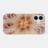 抽象芸術モダンピーチパステルフラワーフラクタルアート iPhone 16ケース (裏面横)