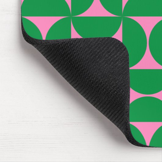 抽象芸術モダンフォレストグリーン&ピンクミッドセンチュリー マウスパッド (コーナー)