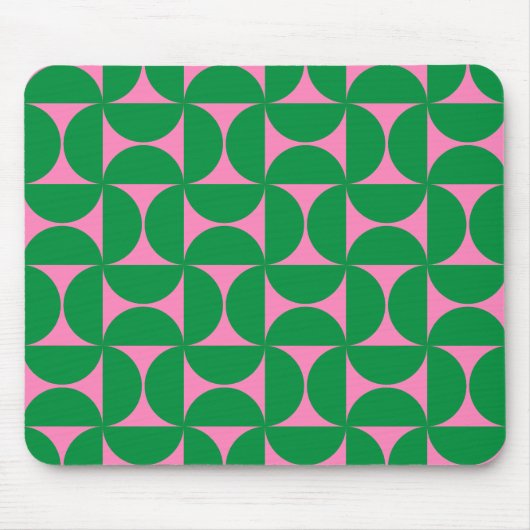 抽象芸術モダンフォレストグリーン&ピンクミッドセンチュリー マウスパッド (正面)
