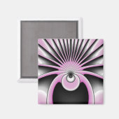 抽象芸術モダンフラクタルアートピンクグレーブラック姿 マグネット (正面/裏面)