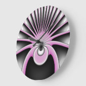 抽象芸術モダンフラクタルアートピンクグレーブラック姿 ラージ壁時計 (傾斜)