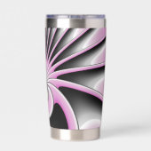 抽象芸術モダンフラクタルアートピンクグレーブラック姿 保温保冷タンブラー (背面)