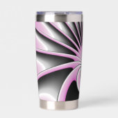 抽象芸術モダンフラクタルアートピンクグレーブラック姿 保温保冷タンブラー (正面)