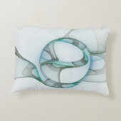 抽象芸術モダンフラクタルアートブルーターコイズグレー アクセントクッション (裏面)