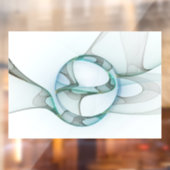 抽象芸術モダンフラクタルアートブルーターコイズグレー ウィンドウサイン (シート2)