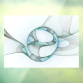 抽象芸術モダンフラクタルアートブルーターコイズグレー ウィンドウサイン (シート3)