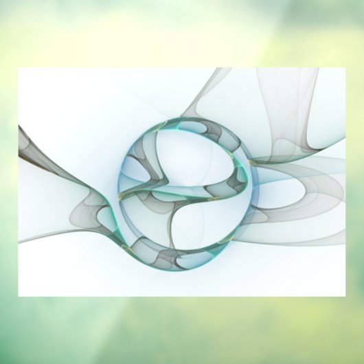 抽象芸術モダンフラクタルアートブルーターコイズグレー ウィンドウサイン (シート3)