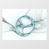 抽象芸術モダンフラクタルアートブルーターコイズグレー ウィンドウサイン (シート)