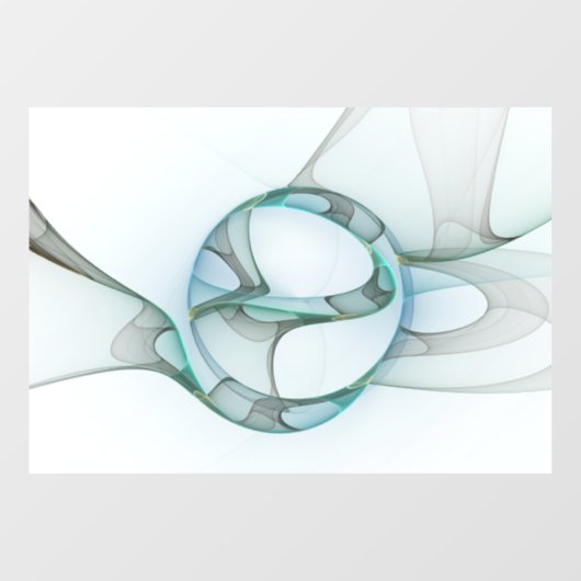 抽象芸術モダンフラクタルアートブルーターコイズグレー ウィンドウサイン (シート)