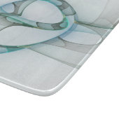 抽象芸術モダンフラクタルアートブルーターコイズグレー カッティングボード (角)