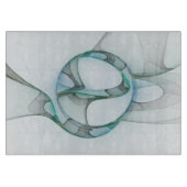 抽象芸術モダンフラクタルアートブルーターコイズグレー カッティングボード (正面)