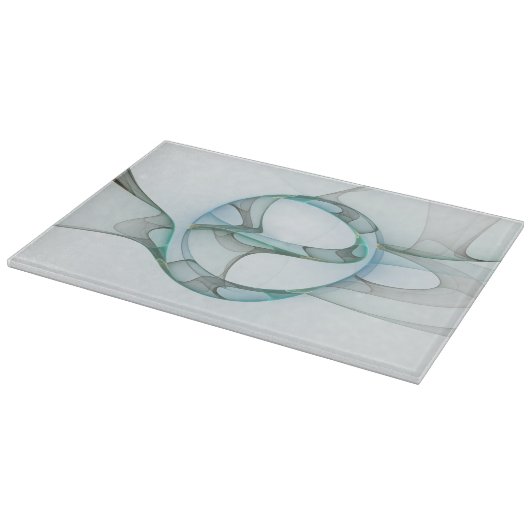 抽象芸術モダンフラクタルアートブルーターコイズグレー カッティングボード (角)
