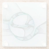 抽象芸術モダンフラクタルアートブルーターコイズグレー ガラスコースター (裏面)