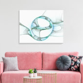 抽象芸術モダンフラクタルアートブルーターコイズグレー キャンバスプリント (インサイチュ (リビング))