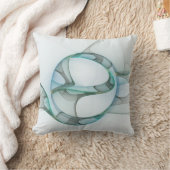 抽象芸術モダンフラクタルアートブルーターコイズグレー クッション (ブランケット)