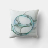 抽象芸術モダンフラクタルアートブルーターコイズグレー クッション (裏面)