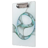 抽象芸術モダンフラクタルアートブルーターコイズグレー クリップボード (左)