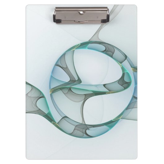 抽象芸術モダンフラクタルアートブルーターコイズグレー クリップボード (正面)