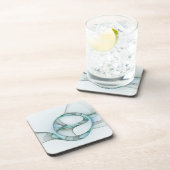 抽象芸術モダンフラクタルアートブルーターコイズグレー コースター (右側)