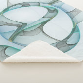 抽象芸術モダンフラクタルアートブルーターコイズグレー シェルパブランケット (3/4)