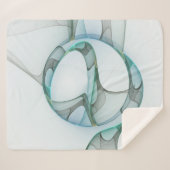 抽象芸術モダンフラクタルアートブルーターコイズグレー シェルパブランケット (正面(横))