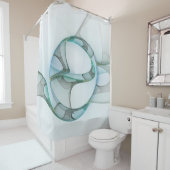 抽象芸術モダンフラクタルアートブルーターコイズグレー シャワーカーテン (インサイチュ)