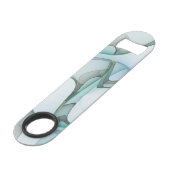 抽象芸術モダンフラクタルアートブルーターコイズグレー スピード栓抜き (正面アングル)