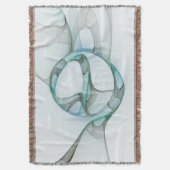 抽象芸術モダンフラクタルアートブルーターコイズグレー スローブランケット (正面縦)