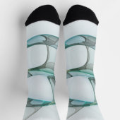 抽象芸術モダンフラクタルアートブルーターコイズグレー ソックス (上部)