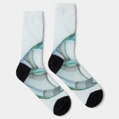 抽象芸術モダンフラクタルアートブルーターコイズグレー ソックス (右)