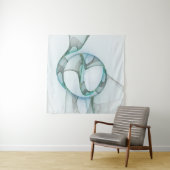 抽象芸術モダンフラクタルアートブルーターコイズグレー タペストリー (インサイチュ(横))