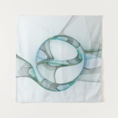 抽象芸術モダンフラクタルアートブルーターコイズグレー タペストリー (正面)