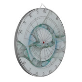 抽象芸術モダンフラクタルアートブルーターコイズグレー ダーツボード (正面左)