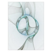 抽象芸術モダンフラクタルアートブルーターコイズグレー テーブルクロス (正面)