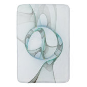 抽象芸術モダンフラクタルアートブルーターコイズグレー バスマット (正面縦)