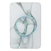 抽象芸術モダンフラクタルアートブルーターコイズグレー バスマット (正面縦)