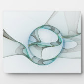 抽象芸術モダンフラクタルアートブルーターコイズグレー フォトプラーク (正面)