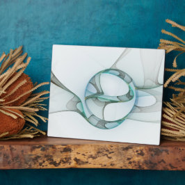 抽象芸術モダンフラクタルアートブルーターコイズグレー フォトプラーク