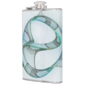 抽象芸術モダンフラクタルアートブルーターコイズグレー フラスク (左)