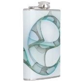 抽象芸術モダンフラクタルアートブルーターコイズグレー フラスク (右)