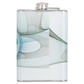 抽象芸術モダンフラクタルアートブルーターコイズグレー フラスク (裏面)