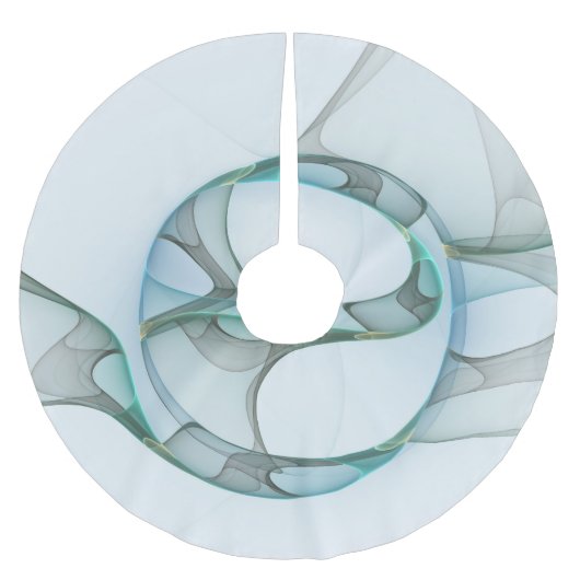 抽象芸術モダンフラクタルアートブルーターコイズグレー ブラッシュドポリエステルツリースカート (正面)