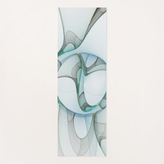 抽象芸術モダンフラクタルアートブルーターコイズグレー ヨガマット (正面)