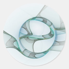 抽象芸術モダンフラクタルアートブルーターコイズグレー ラウンドシール