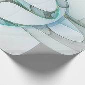 抽象芸術モダンフラクタルアートブルーターコイズグレー ラッピングペーパー (角)