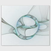 抽象芸術モダンフラクタルアートブルーターコイズグレー ラッピングペーパー (フラット)