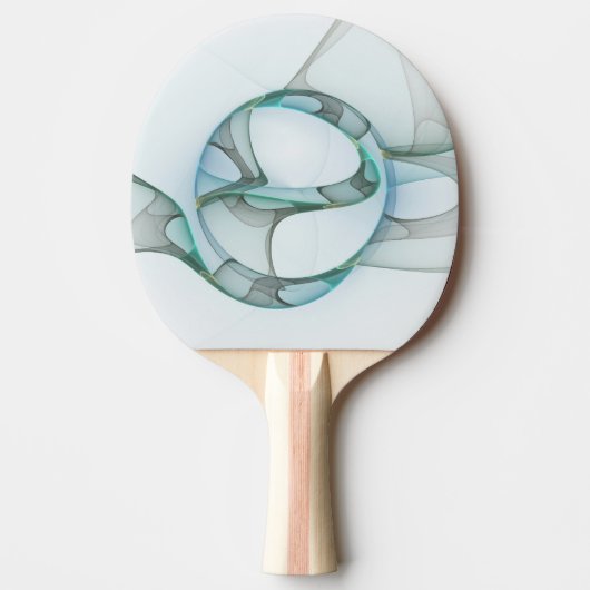 抽象芸術モダンフラクタルアートブルーターコイズグレー 卓球ラケット (正面)