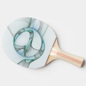 抽象芸術モダンフラクタルアートブルーターコイズグレー 卓球ラケット (横)